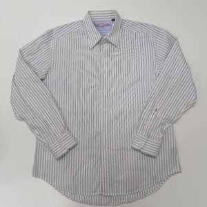 Robert Graham Button Up Shirt Mens XL Long‎ Sleeve White Blue Striped